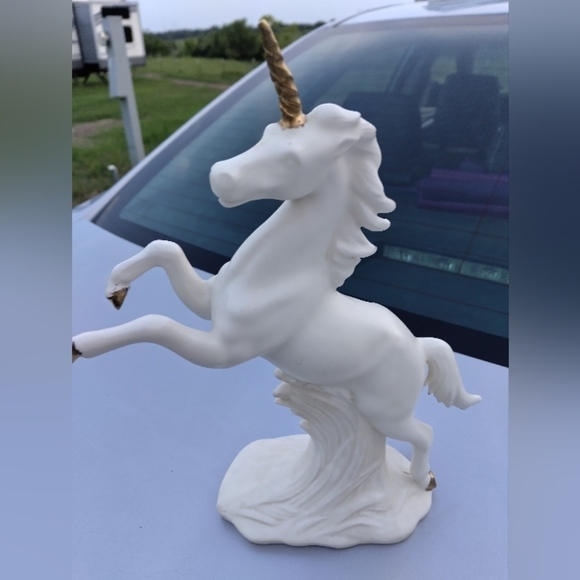Vintage Handmade Ceramic White Unicorn 80s Mystical Fantasy - Picture 1 of 6